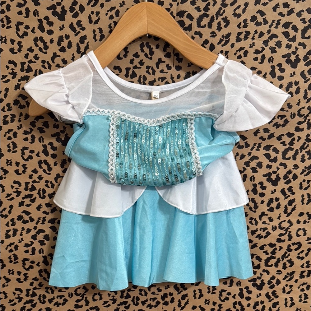 Cinderella Blue and White Sequin 2 piece bathing suit